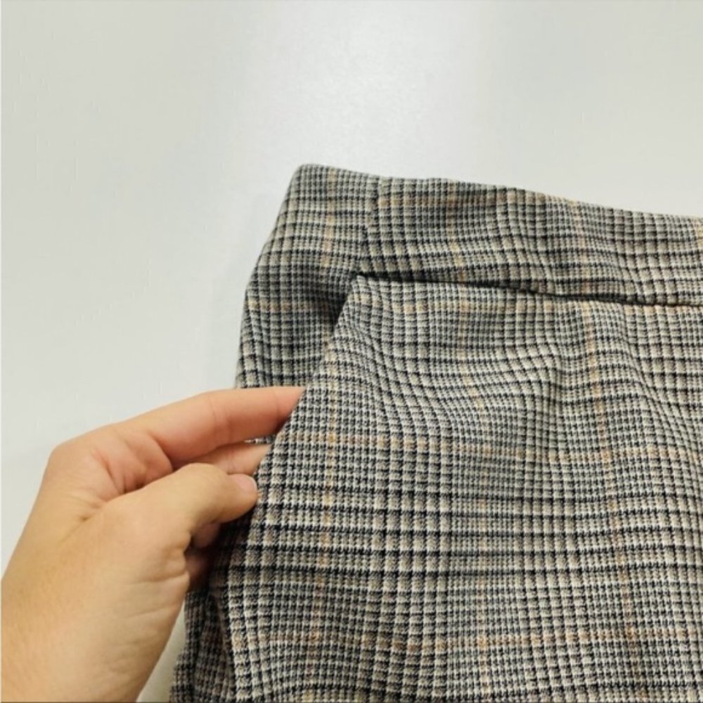 Chico's Trouser Pant So Slimming Plaid Houndstooth Neutral Metallic Bootcut Smal - Picture 5 of 15